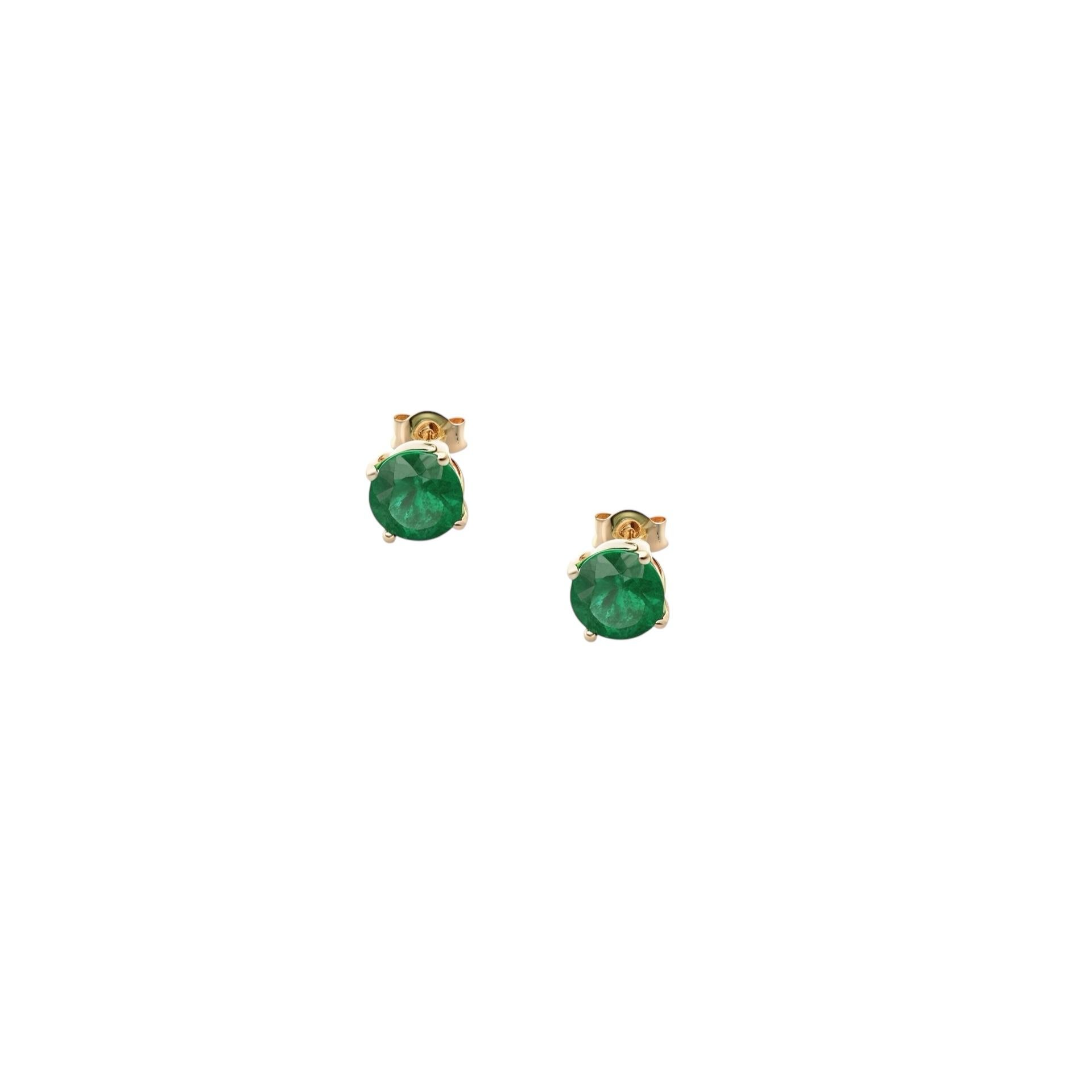 Women's Natural Emerald Stud Earrings 14k Yellow Gold 1.95 TCW Certified