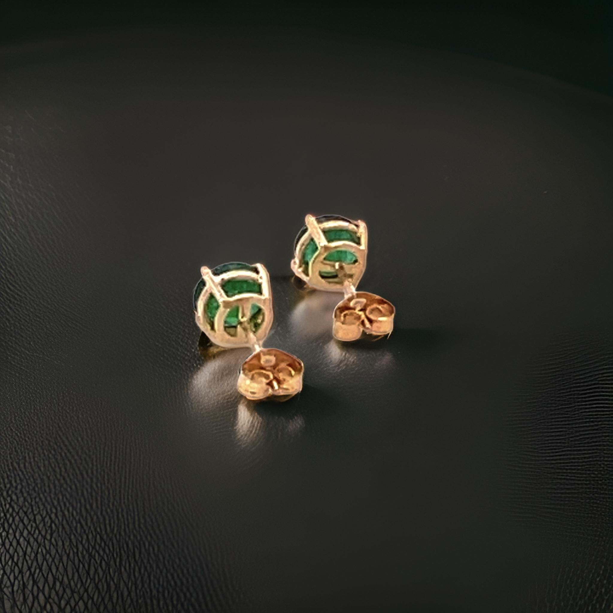 Natural Emerald Stud Earrings 14k Yellow Gold 1.95 TCW Certified 1