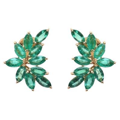 Natural zambian emerald studs in 18k gold