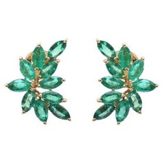 Natural zambian emerald studs in 18k gold