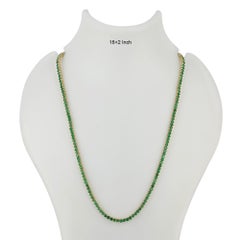 Natural Emerald Tennis Necklace 14k Yellow Gold Fine Jewelry 18.5"