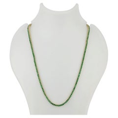 Natural Emerald Tennis Necklace 14k Yellow Gold Fine Jewelry 18.5"
