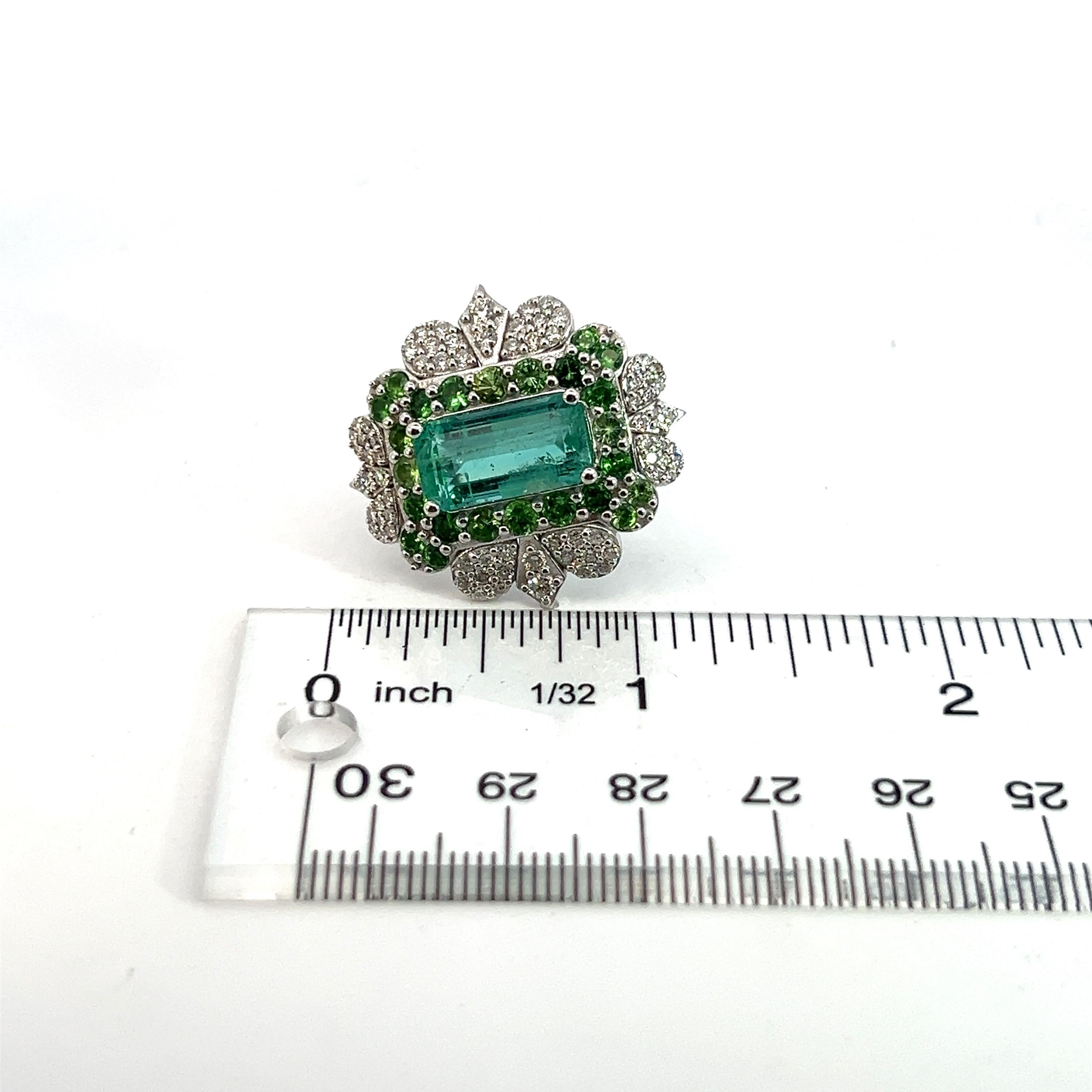 Natural Emerald Tsavorite Diamond Ring 6.75 14k White Gold 9.22 TCW Certified For Sale 11