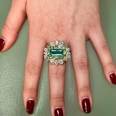 Natural Emerald Tsavorite Diamond Ring 6.75 14k White Gold 9.22 TCW Certified