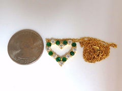 Natural Emeralds and Diamonds Open Heart Necklace 1.84 Carat, 14 Karat G/Vs