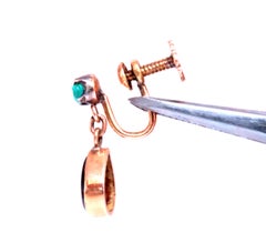 Pendientes Colgantes Estrella Negra Esmeraldas Naturales Oro de 14 kt Tornillo Vintage 12633