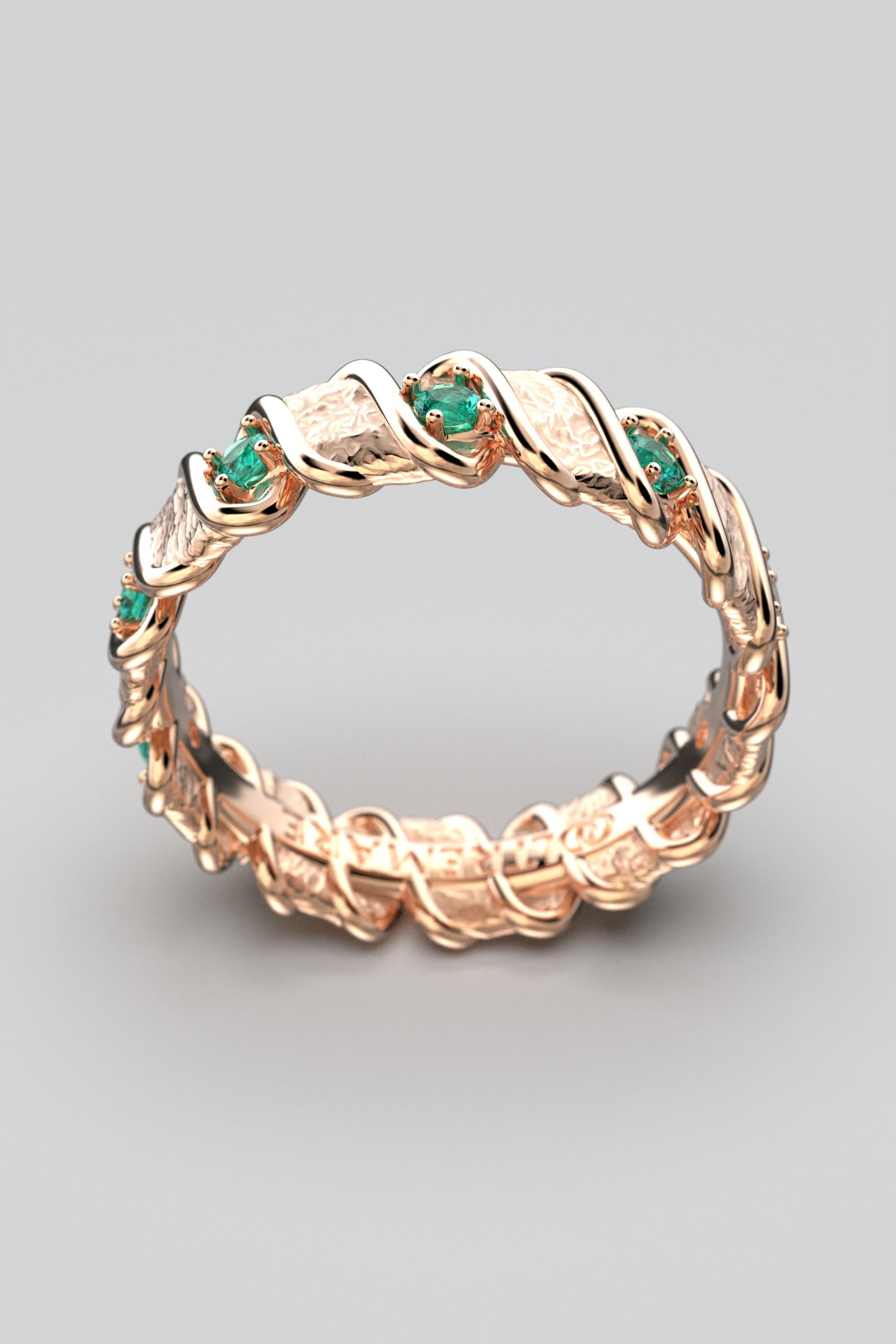 For Sale:  Natural Emeralds Eternity Gold Band Made in Italy In 18k Gold By Oltremare 6