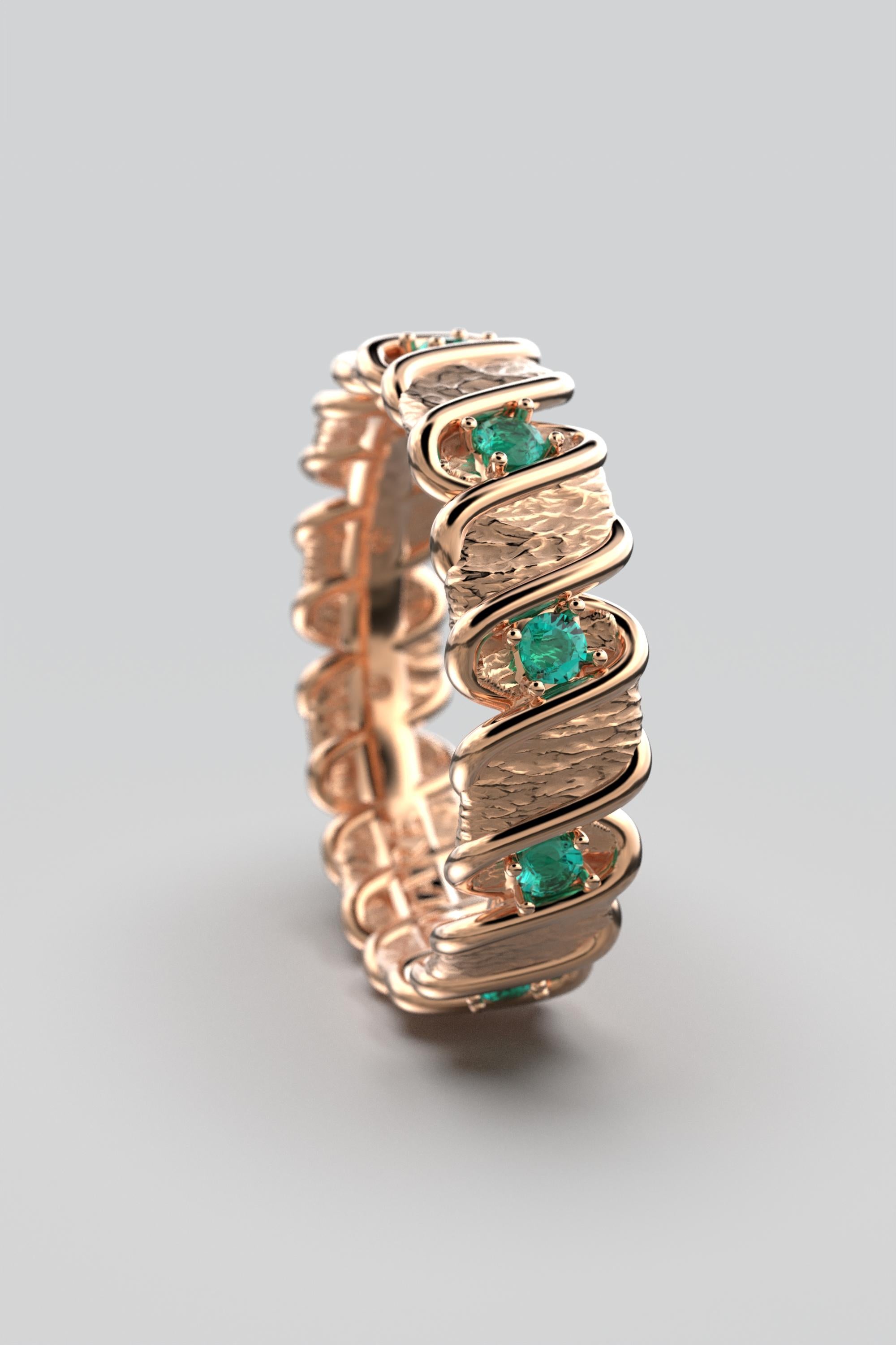 For Sale:  Natural Emeralds Eternity Gold Band Made in Italy In 18k Gold By Oltremare 7