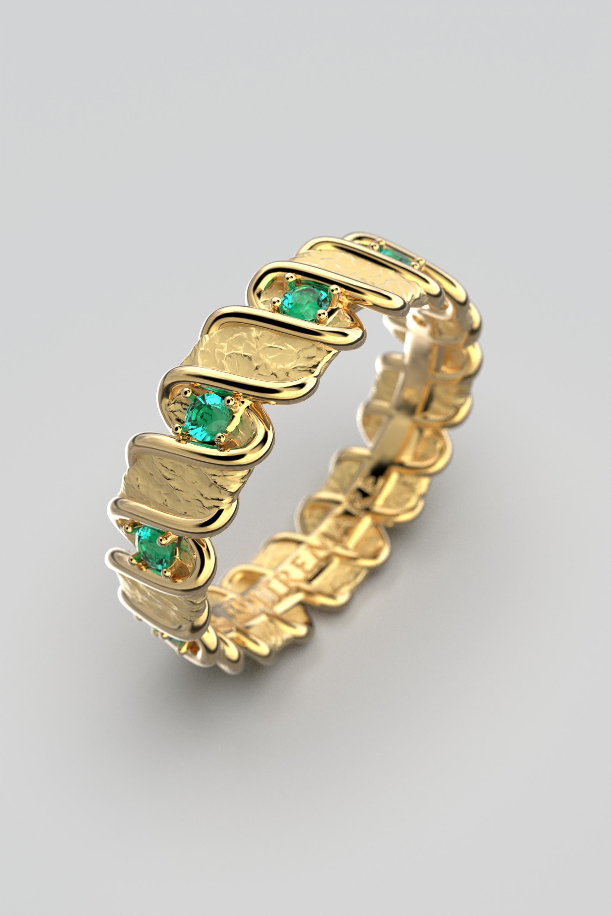 For Sale:  Natural Emeralds Eternity Gold Band Made in Italy In 18k Gold By Oltremare 8