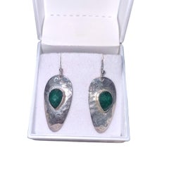 Natural emeralds sterling silver earrings