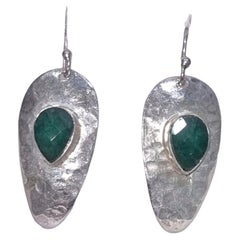 Natural emeralds sterling silver earrings