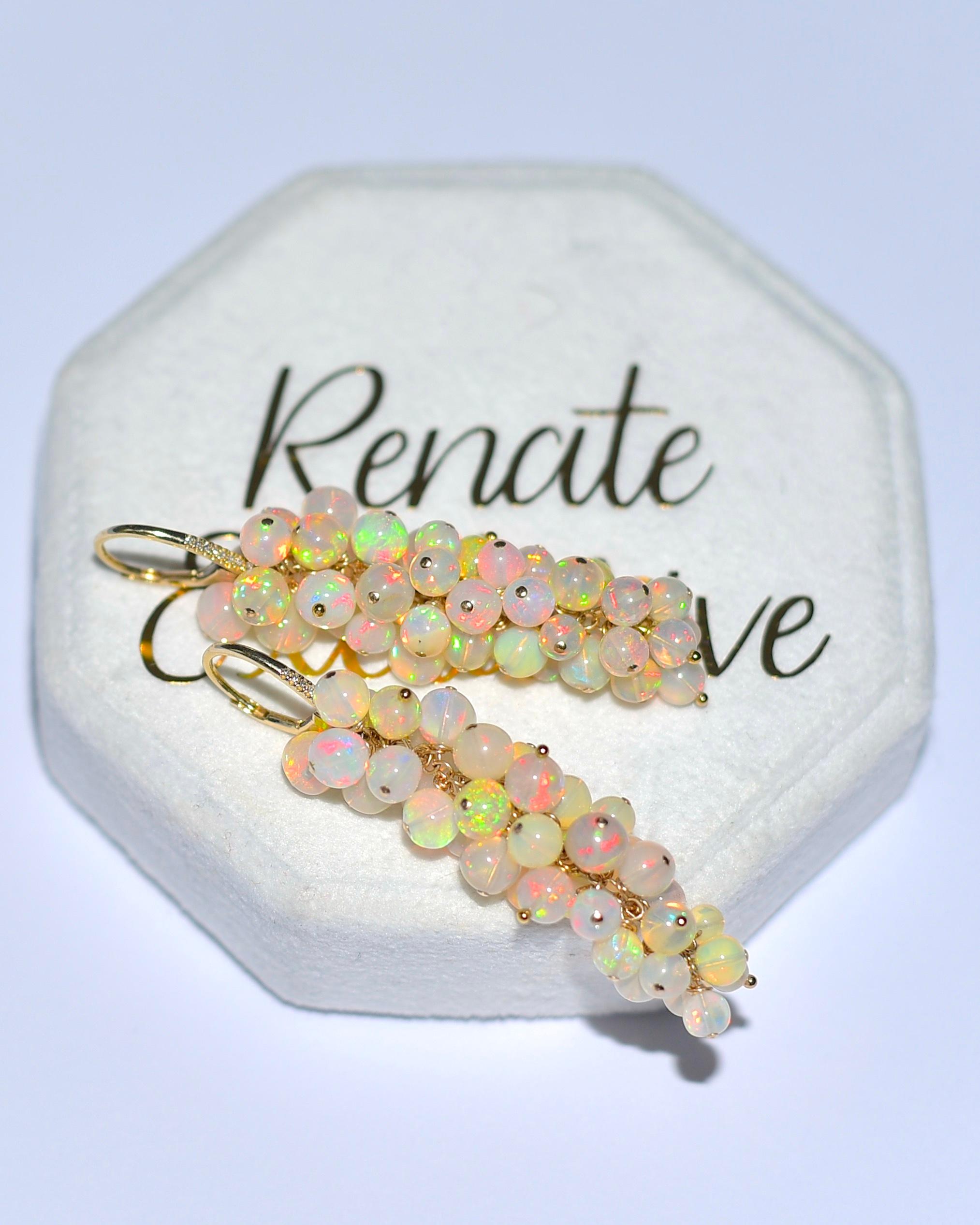 Natürliche äthiopische Kristall-Opal-Ohrringe aus massivem 14-karätigem Gelbgold im Zustand „Neu“ im Angebot in Naples, NY