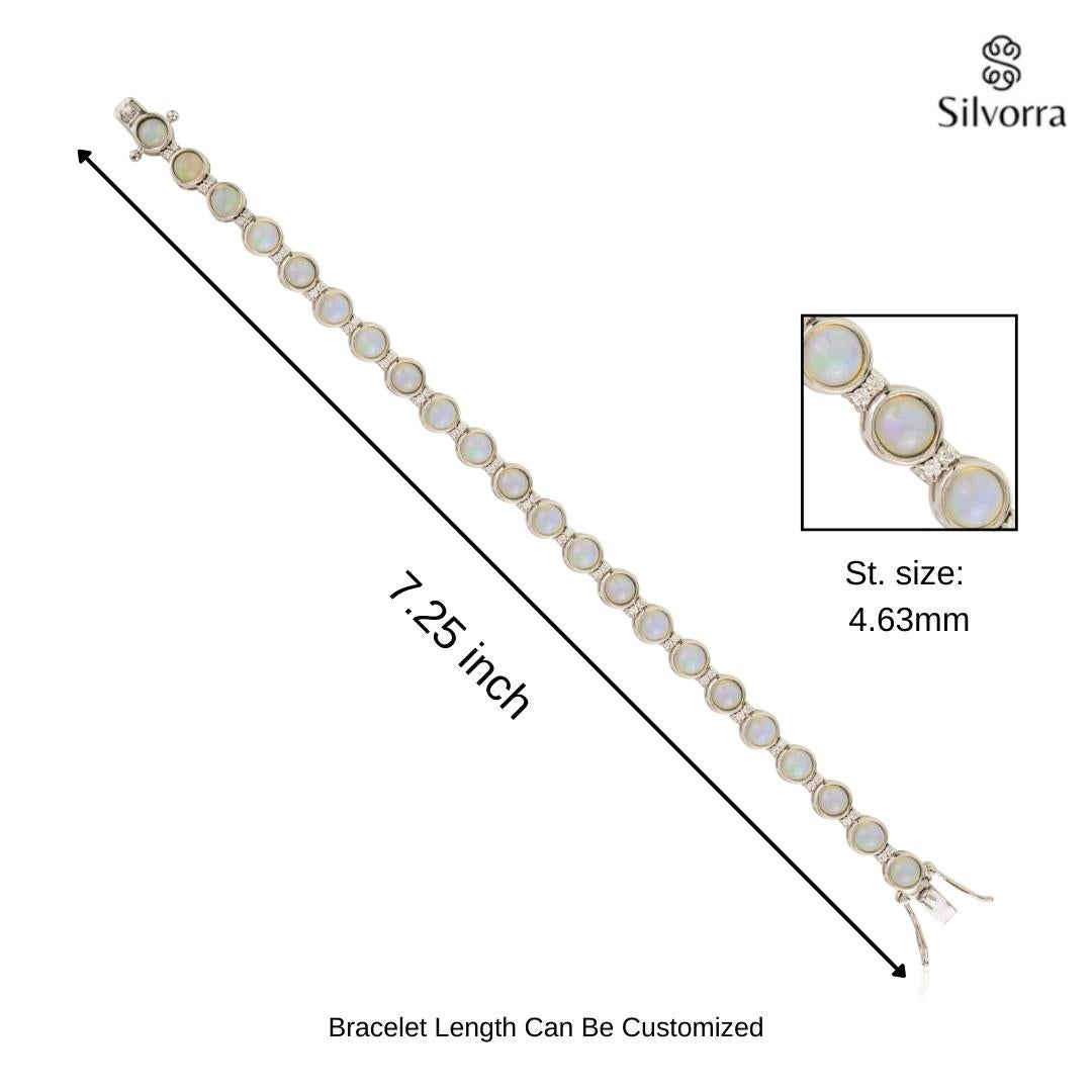 Himmlisches Feuer Natürlicher Äthiopischer Opal mit CZ Tennisarmband in 925 Silber im Angebot 3