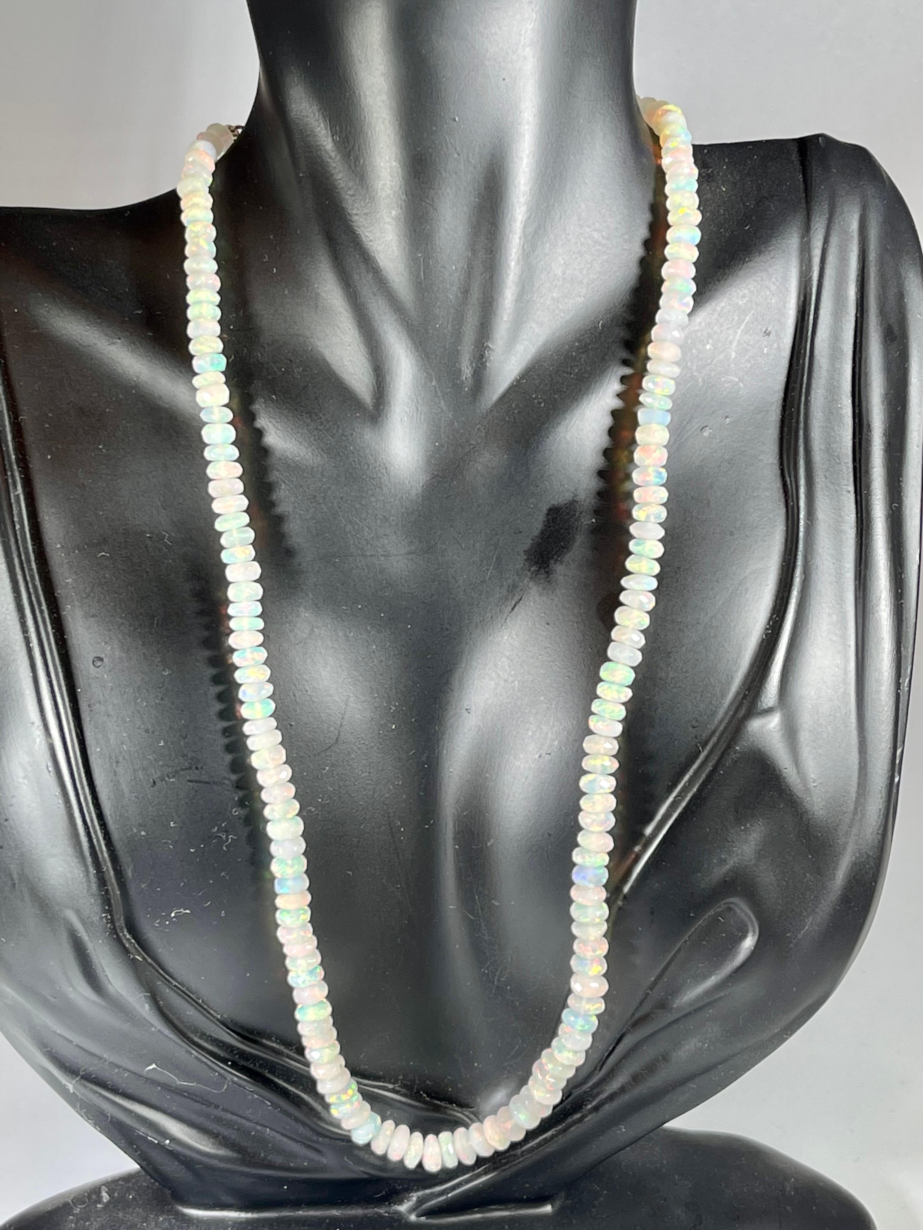 Natural Ethiopian Opal Bead Single Strand Necklace on Clearance Silver Clasp For Sale 8