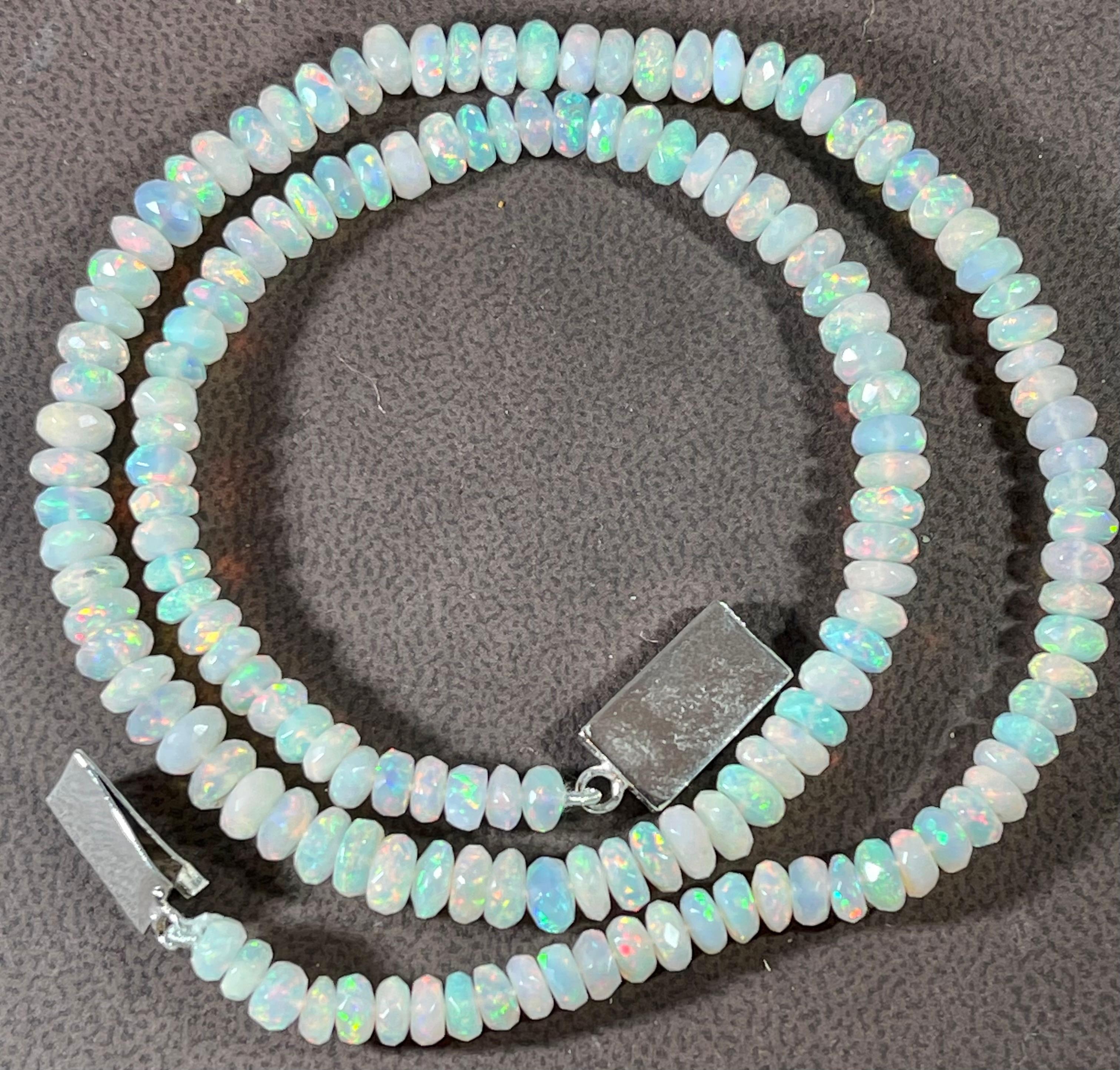  
A great gift item 
Natural Opal single strand Bead Necklace with Silver Clasp 
16