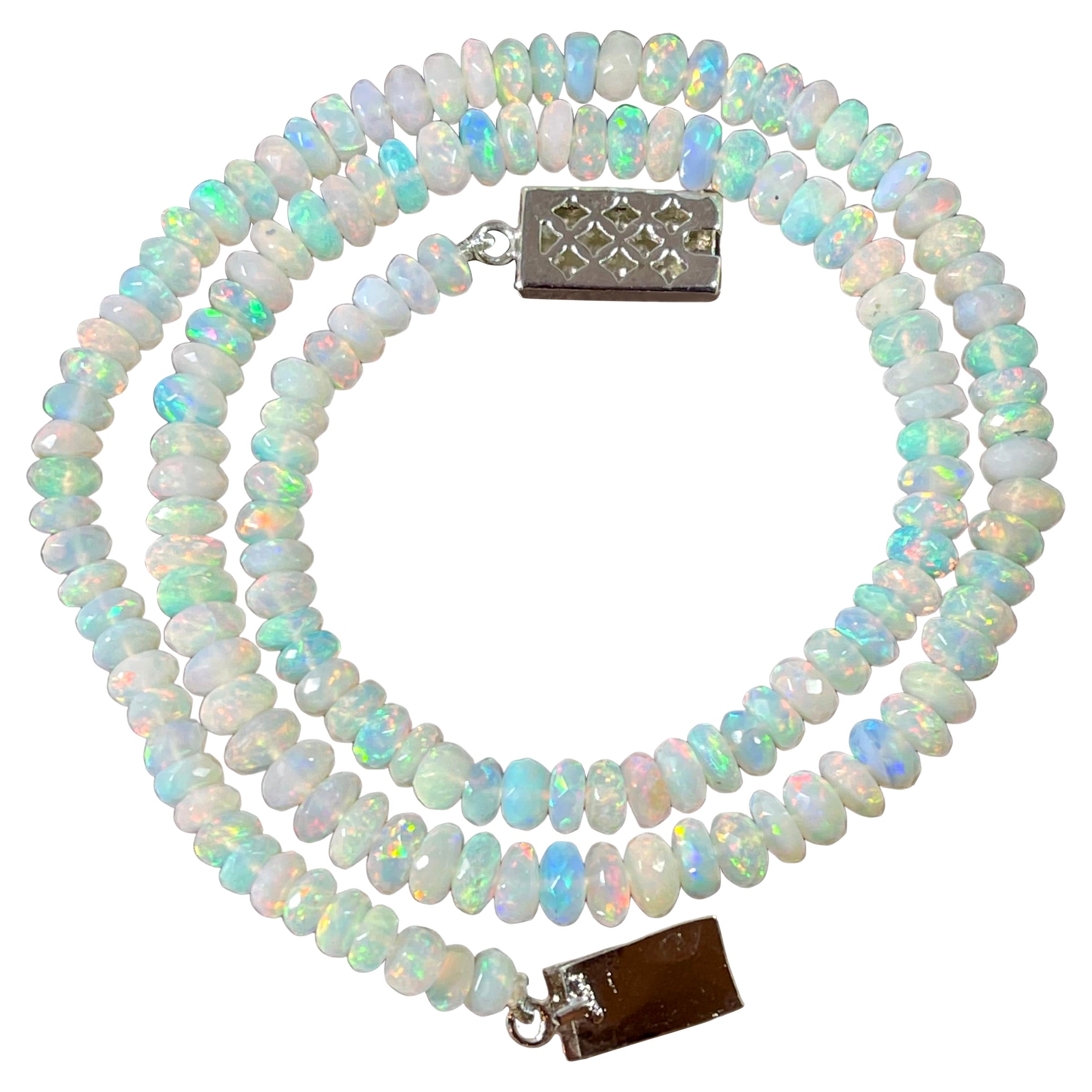 Natürliche äthiopische Opal Perle Einzelstrang Halskette auf Clearance Silber Verschluss