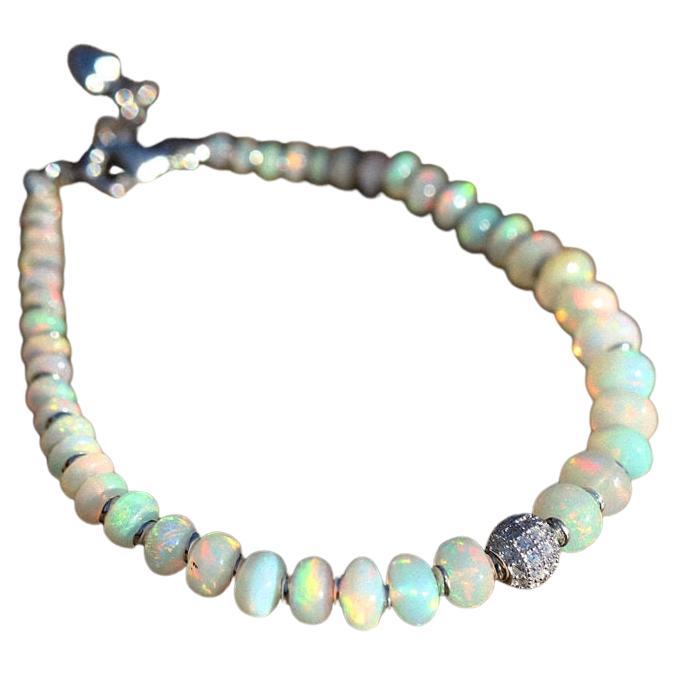 Bracelet perlé d'opale éthiopienne naturelle en argent sterling 925