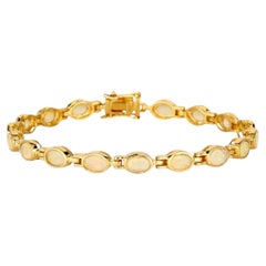 Natural Ethiopian Opal Bracelet 4.08 Carats Gold Plated Silver