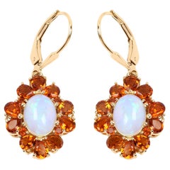 Boucles d'oreilles pendantes en argent plaqué or 14k avec opale éthiopienne et citrine