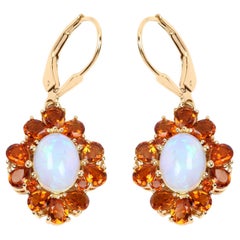 Orecchini pendenti di opale etiope naturale e citrino in argento placcato oro 14k