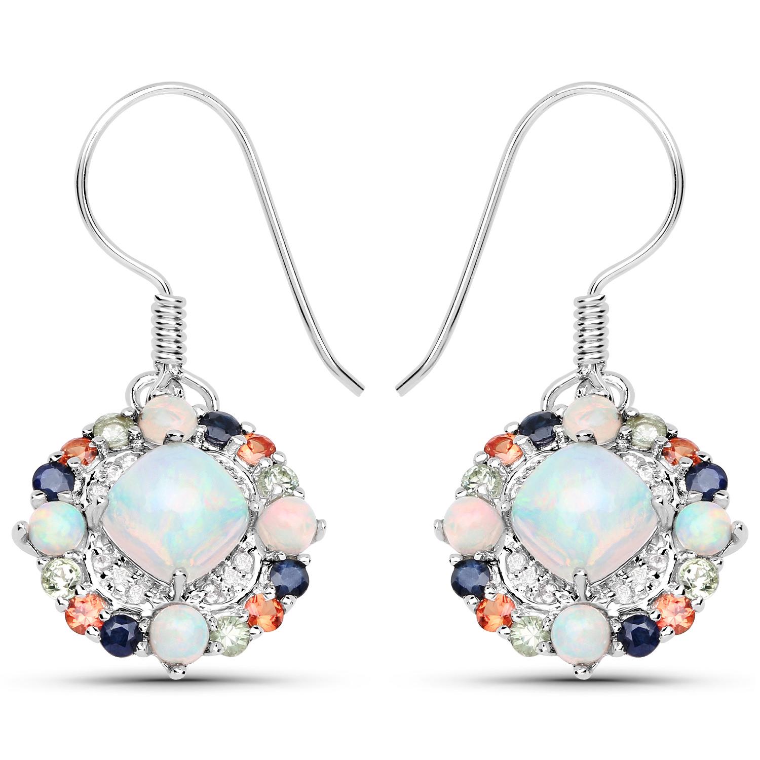 Ohrhänger mit natürlichem äthiopischem Opal, gefasst mit mehrfarbigen Saphiren im Angebot 1