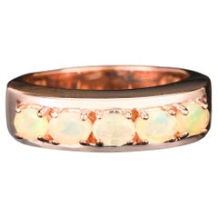 Natural Ethiopian Opal Ring 0.50 Carats Gold Plated Silver