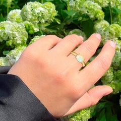 Natural Ethiopian Opal Ring 1 Carat Gold Plated Silver