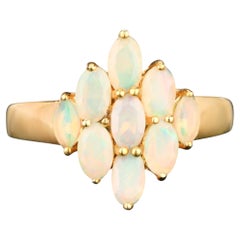 Natural Ethiopian Opal Ring 1.16 Carats Gold Plated Silver