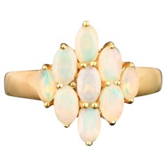 Natural Ethiopian Opal Ring 1.16 Carats Gold Plated Silver