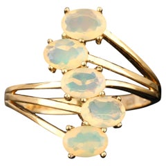 Natural Ethiopian Opal Ring 1.20 Carats Gold Plated Silver