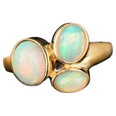 Natural Ethiopian Opal Ring 1.58 Carats Gold Plated Silver