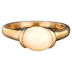 Natural Ethiopian Opal Ring 1.69 Carats Gold Plated Silver