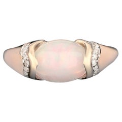 Natural Ethiopian Opal Ring With Diamonds 2.51 Carats 9K Yellow Gold