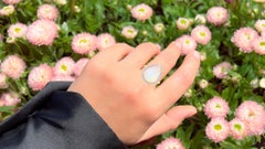 Natural Ethiopian Opal Ring With Diamonds 8.36 Carats 14K Yellow Gold