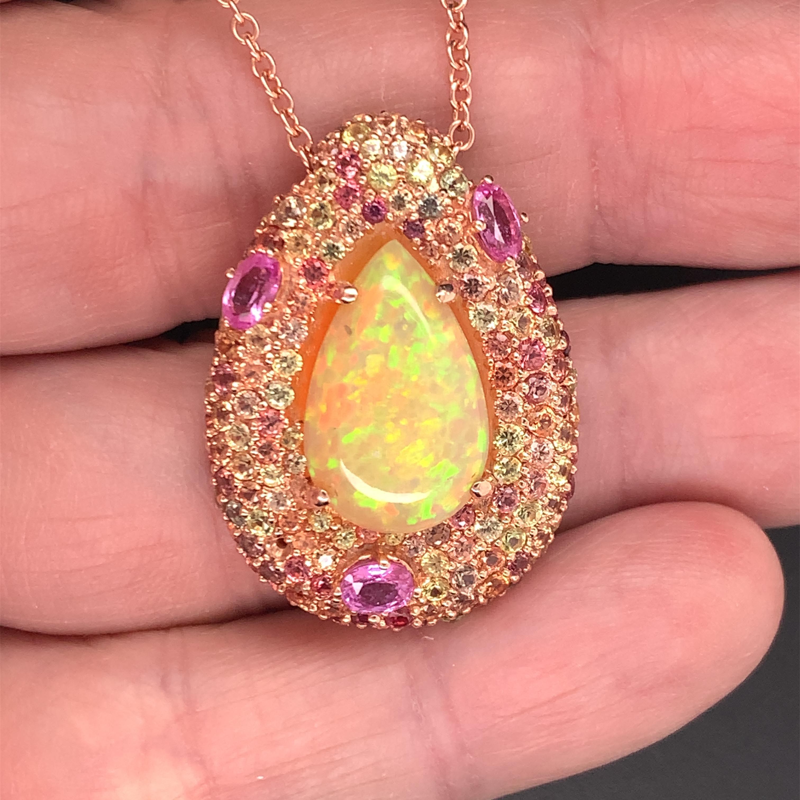 Natural Ethiopian Opal Sapphire Necklace 14k Gold 11.5 TCW GIA Certified For Sale 1