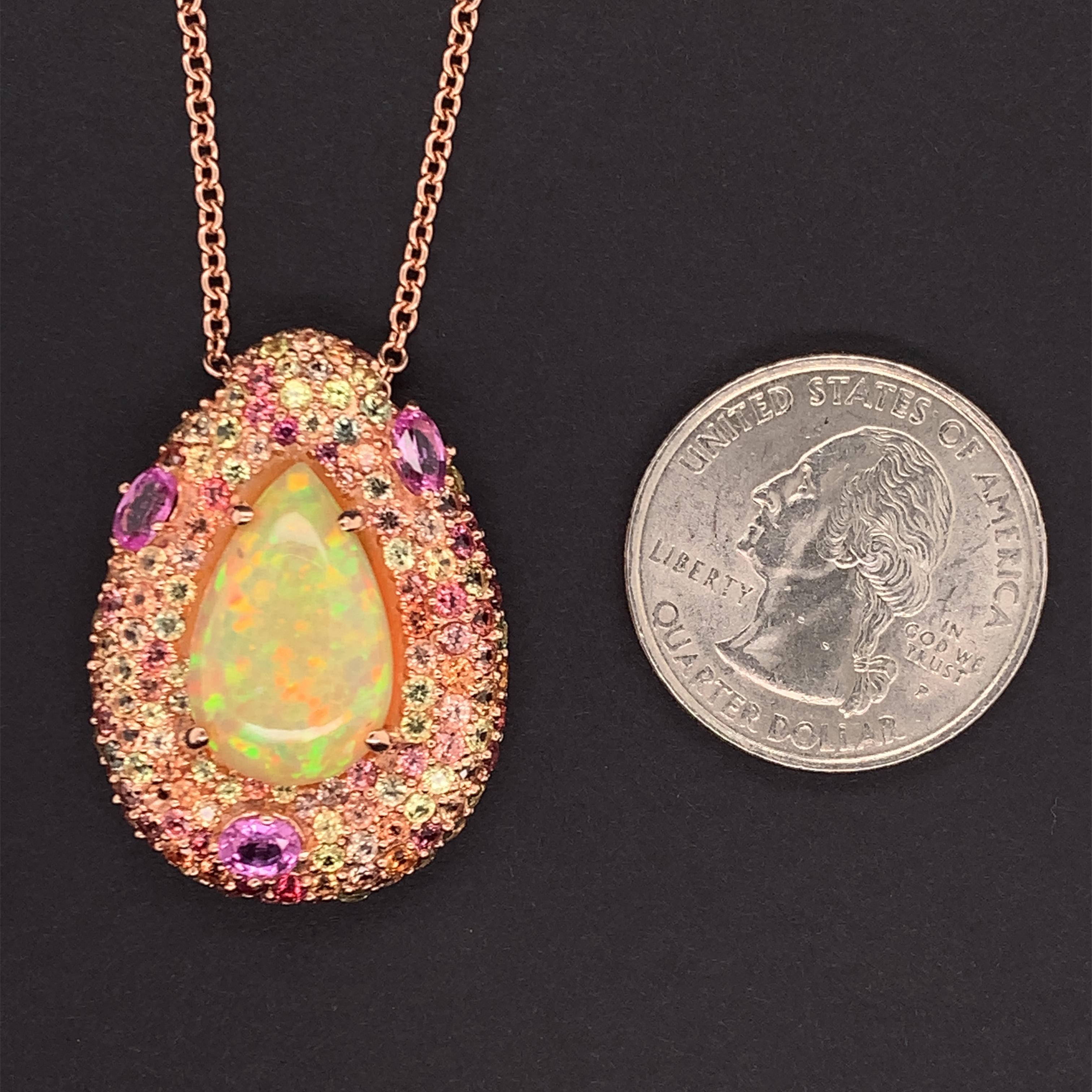 Natürliche äthiopische Opal-Saphir-Halskette 14k Gold 11,5 TCW GIA zertifiziert im Angebot 4