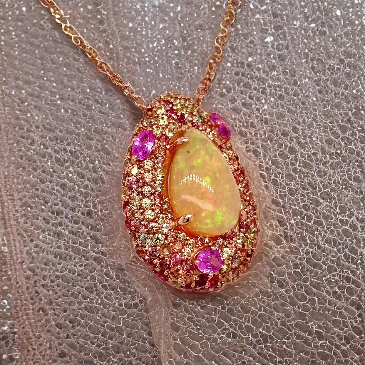 Natural Ethiopian Opal Sapphire Necklace 14k Gold 11.5 TCW GIA Certified For Sale 6