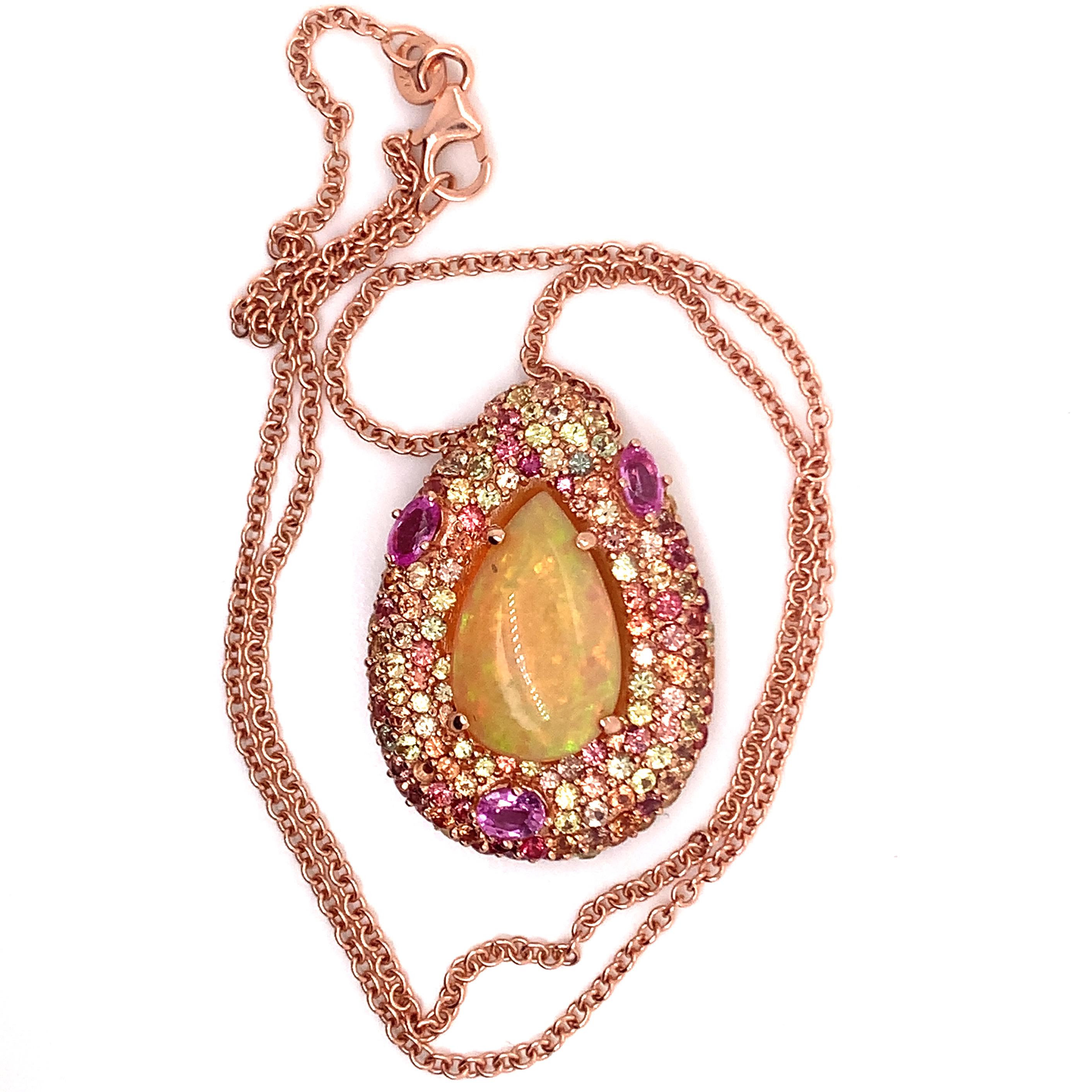Natural Ethiopian Opal Sapphire Necklace 14k Gold 11.5 TCW GIA Certified For Sale 7