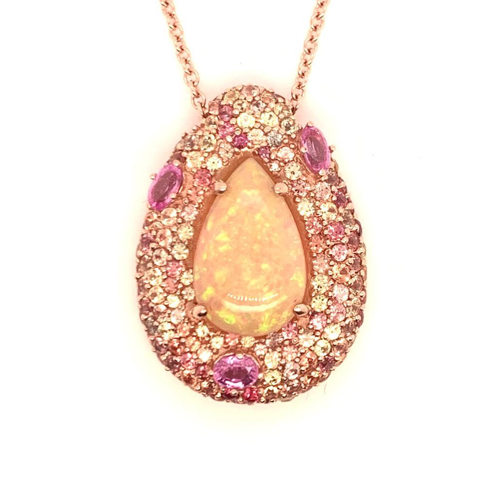 Natural Ethiopian Opal Sapphire Necklace 14k Gold 11.5 TCW GIA Certified For Sale 9