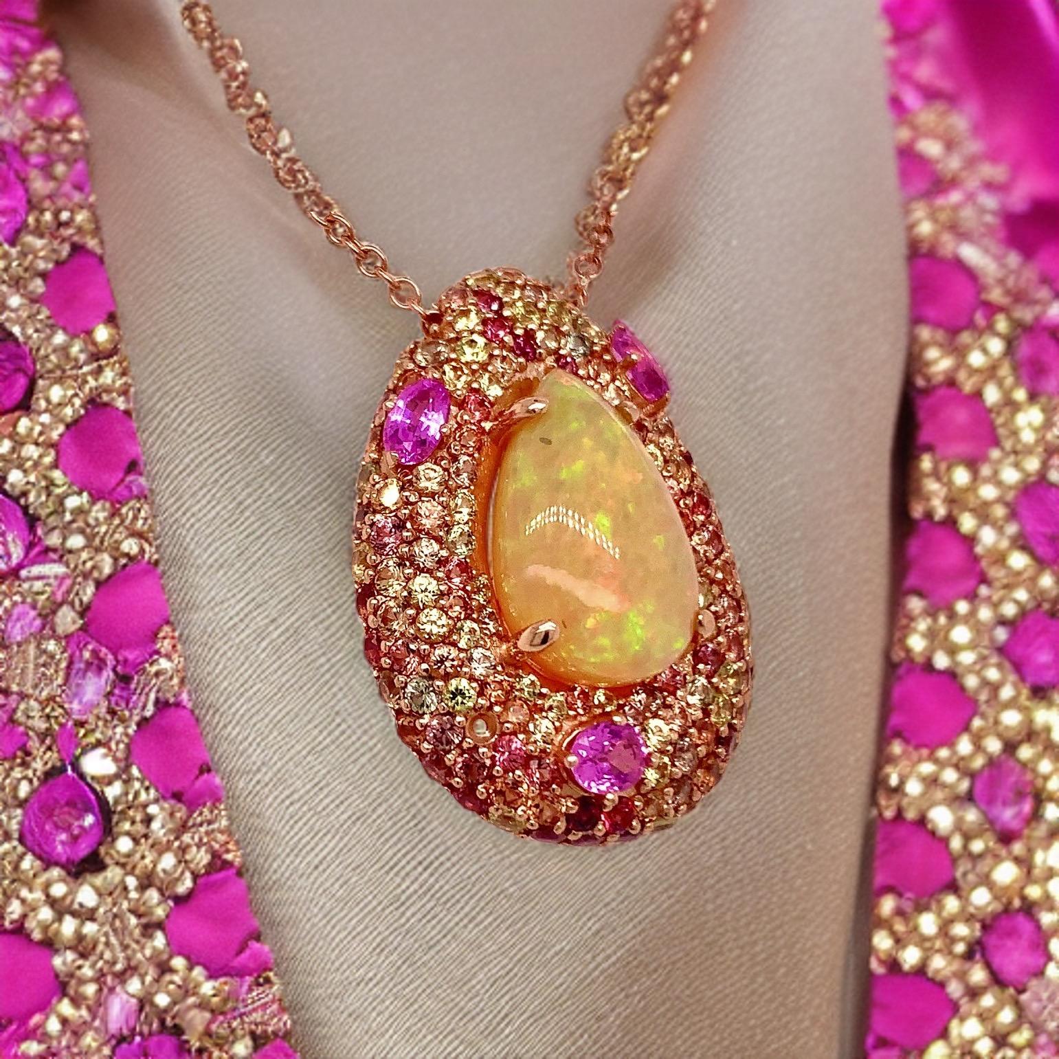 Natural Ethiopian Opal Sapphire Necklace 14k Gold 11.5 TCW GIA Certified For Sale 10