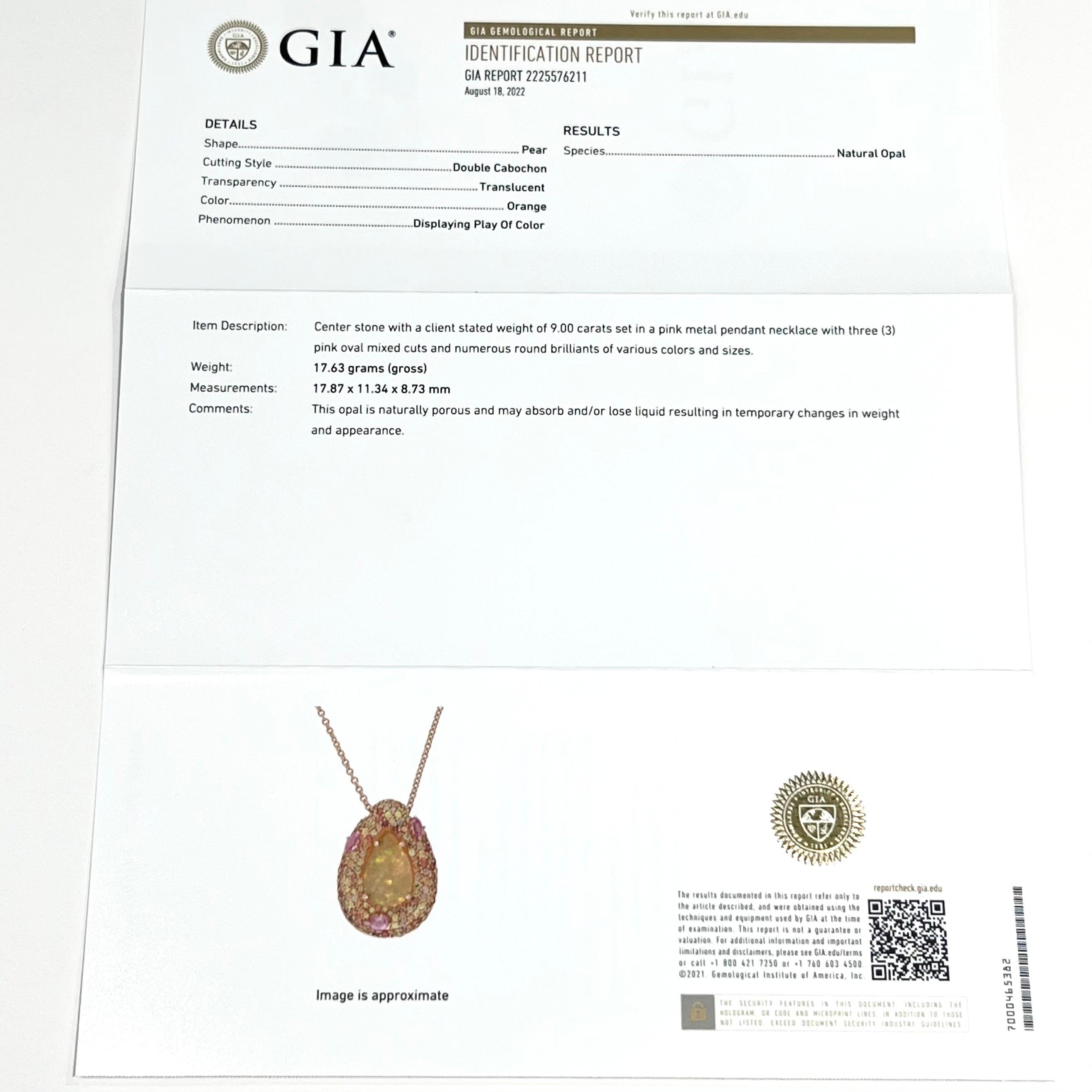 Natural Ethiopian Opal Sapphire Necklace 14k Gold 11.5 TCW GIA Certified For Sale 14