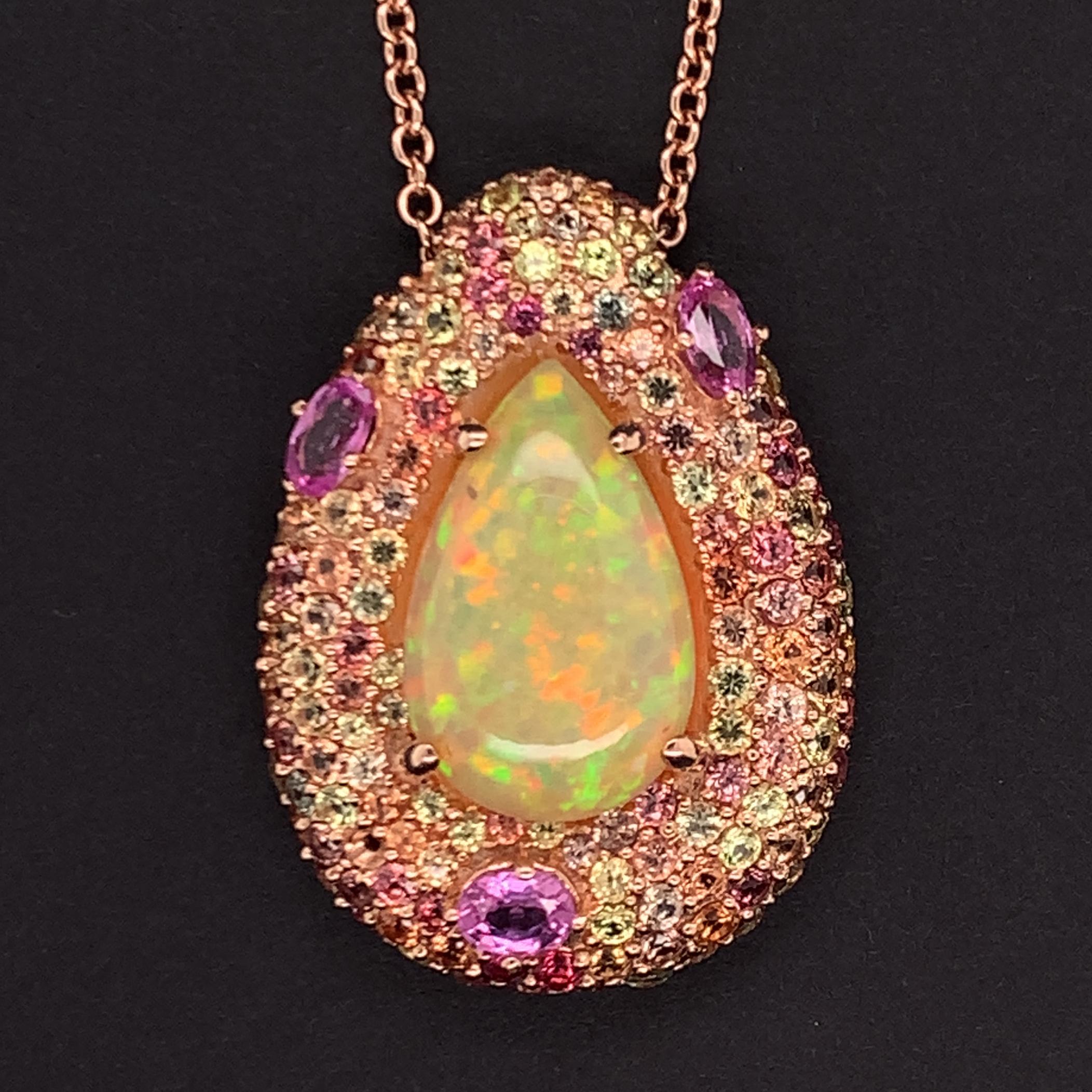 Natural Ethiopian Opal Sapphire Necklace 14k Gold 11.5 TCW GIA Certified For Sale 4