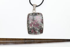Natural Eudialyte Stone Pendant with Red and Green Tone Necklace Sterling Silver