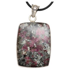 Natural Eudialyte Stone Pendant with Red and Green Tone Necklace Sterling Silver