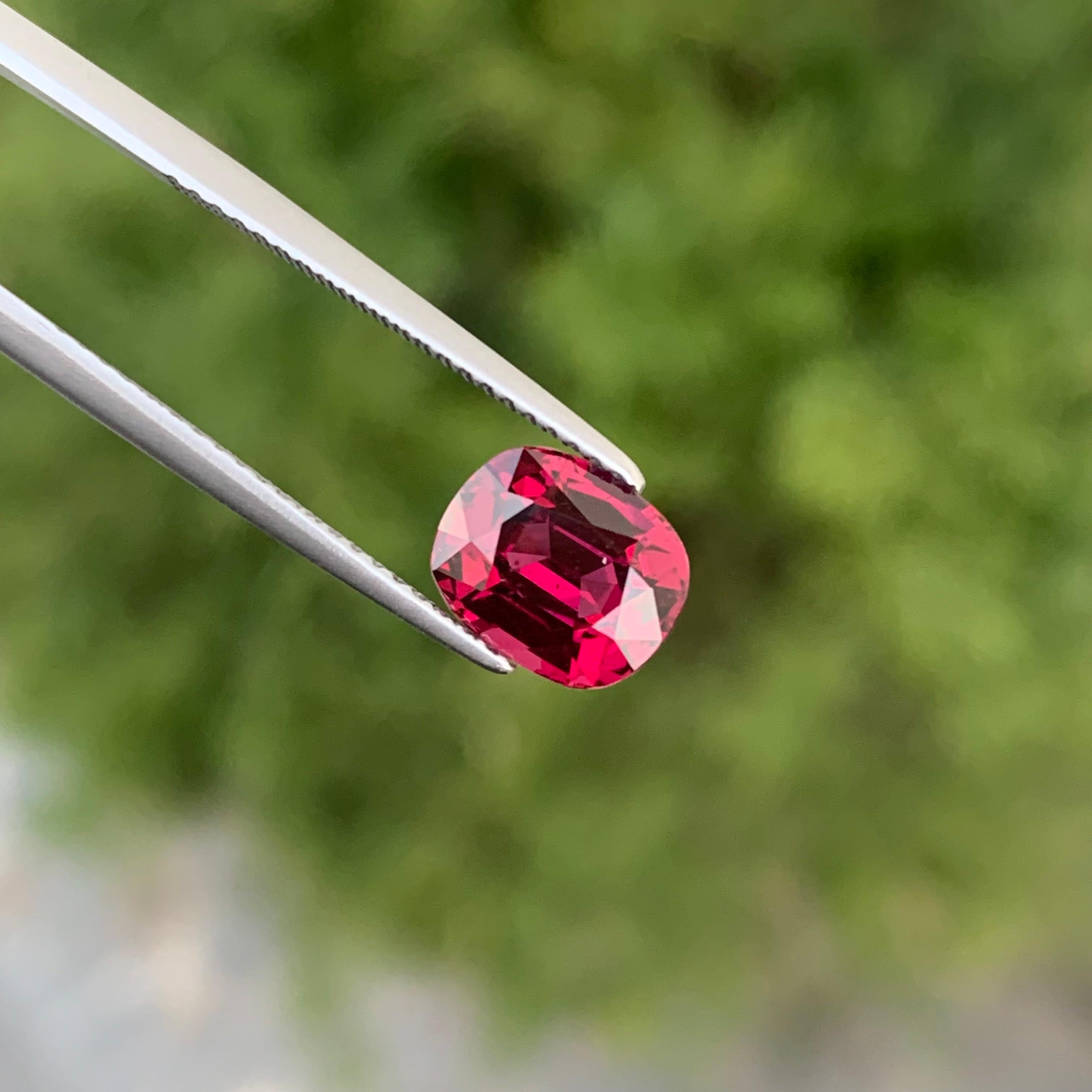 Cushion Cut Natural Faceted 2.40 Carat Rhodolite Garnet From Tanzania For Sale
