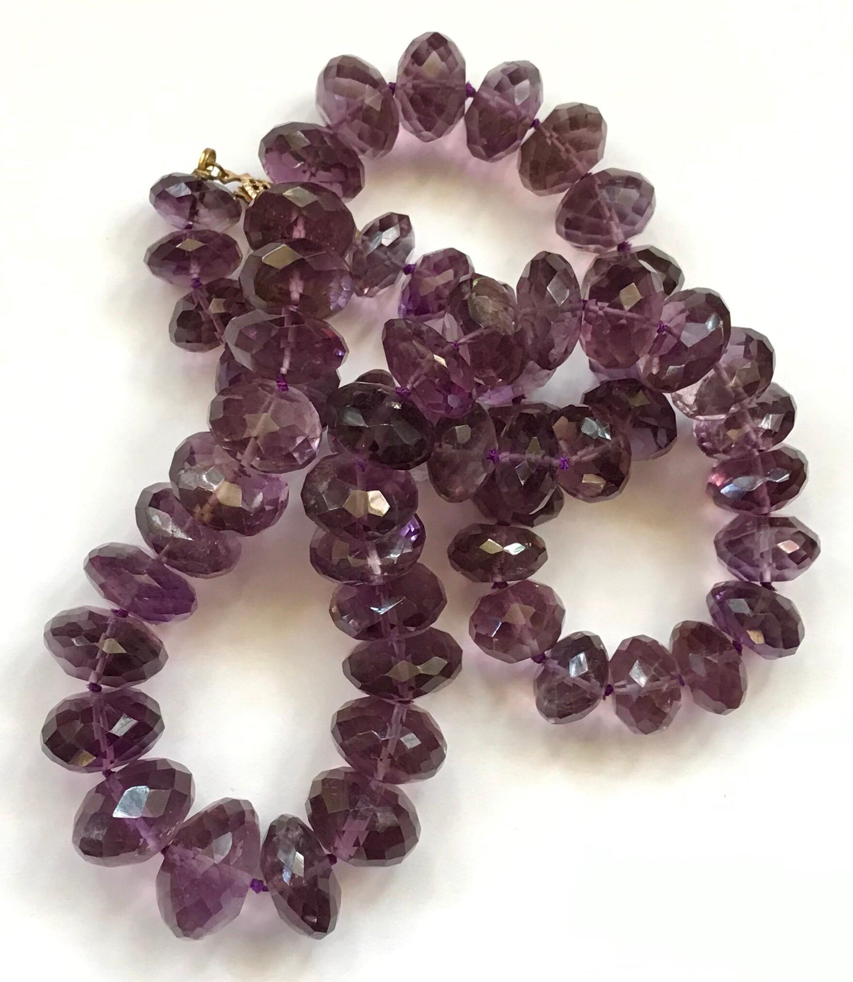 Women's Natural Faceted Amethyst Bead Necklace, C.1970s For Sale