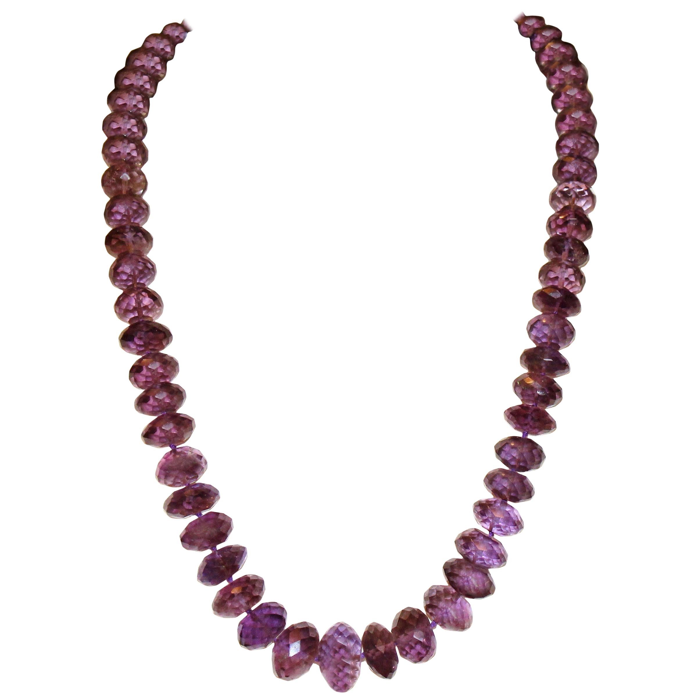 Natural Faceted Amethyst Bead Necklace, C.1970s For Sale