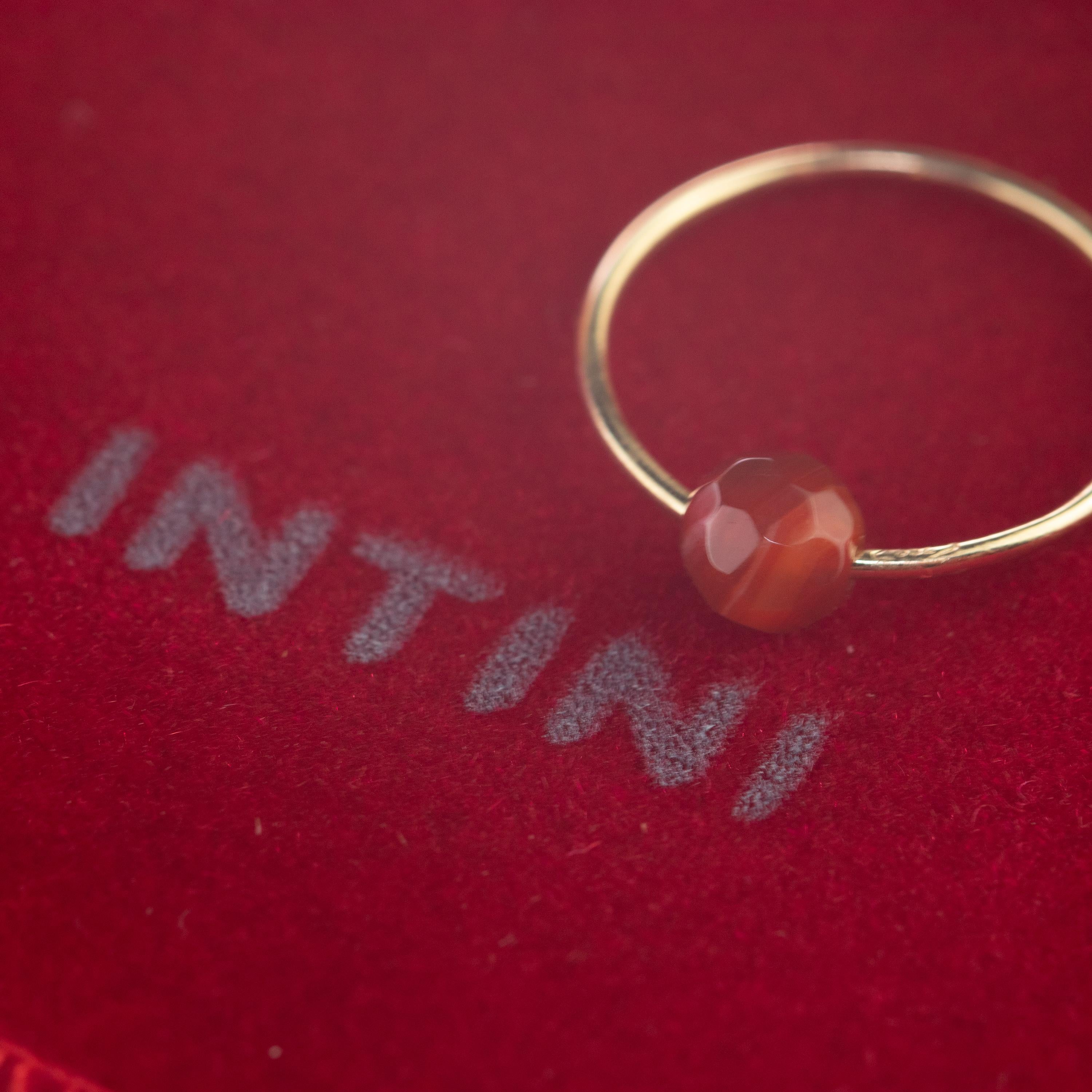 Granate Natural Facetado Rondelle Solitario Anillo Boho Planeta Marte Oro 9 Kilates Moderno en venta