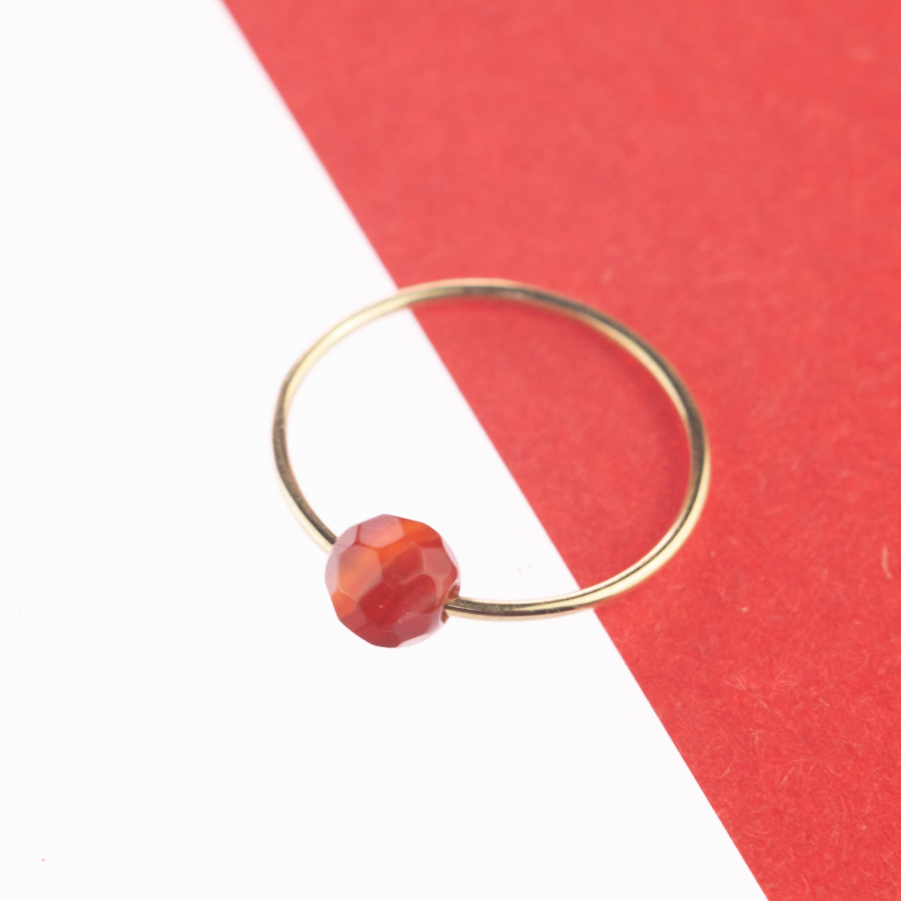 Femenino o masculino Granate Natural Facetado Rondelle Solitario Anillo Boho Planeta Marte Oro 9 Kilates en venta