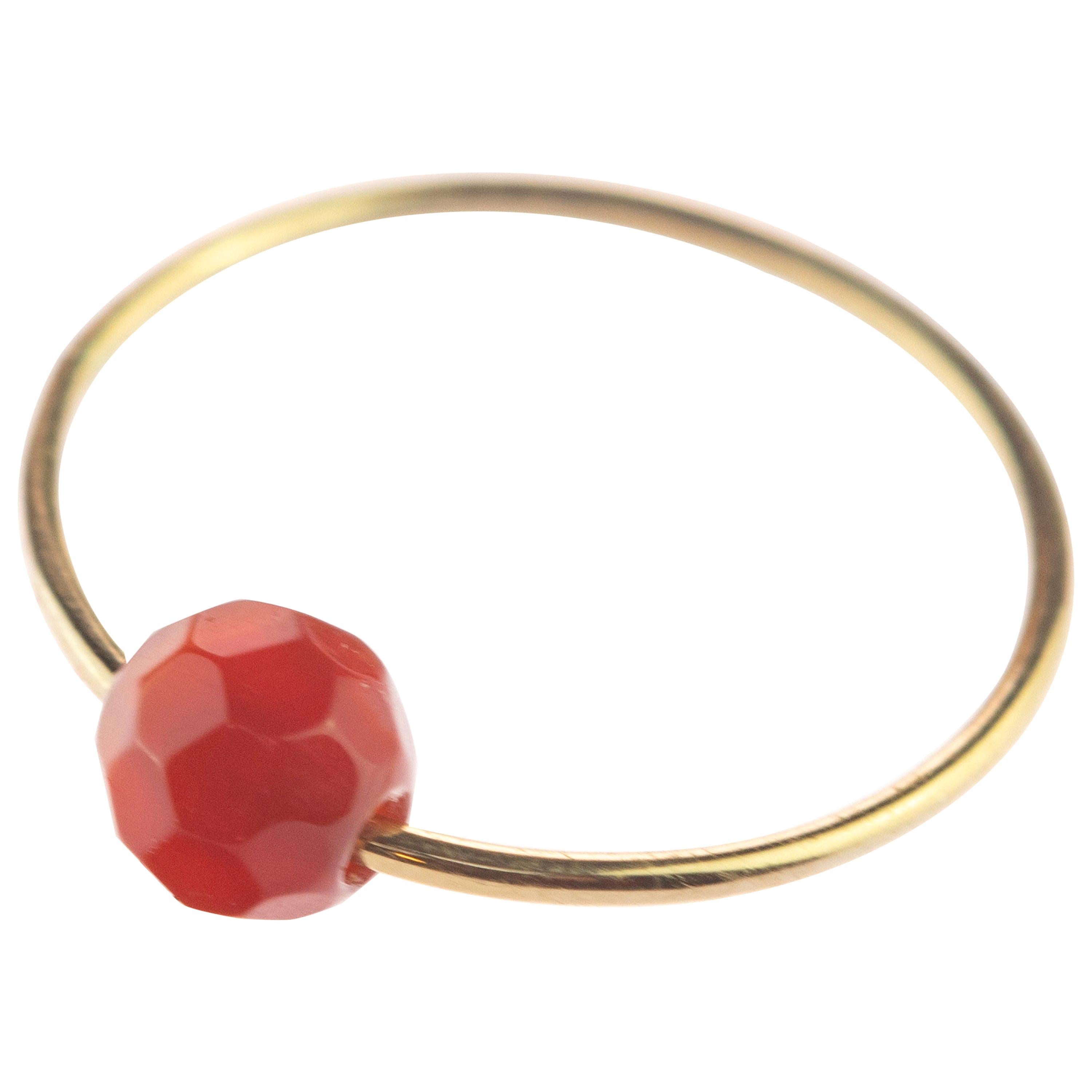 Granato naturale sfaccettato Rondelle Solitaire in oro 9 carati Pianeta Marte Anello Boho